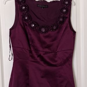 Low neck prom dress purple dress sleeveless dress